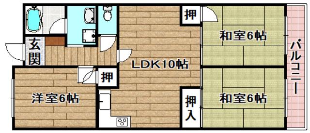 メゾンブランシェ(3LDK/3階)の間取り写真