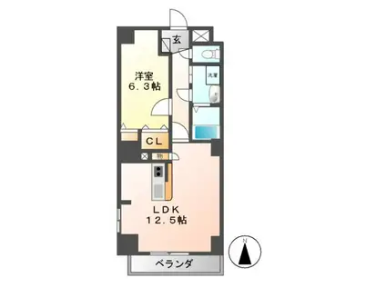 P-SQUARE SHUMOKUピースクエアシュモク(1LDK/9階)の間取り写真