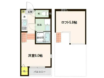 MAISON DE ROSEE(1K/2階)の間取り写真