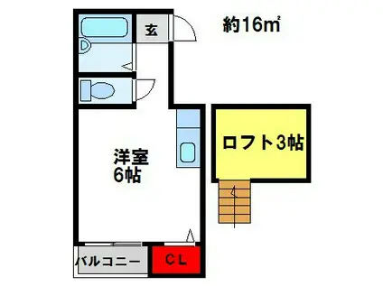 ハイム二日市(1K/1階)の間取り写真