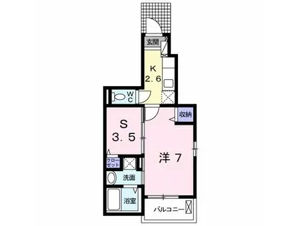 ポルタコスタII A(1SK/1階)の間取り写真