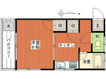 林川コーポラス(1K/2階)の間取り写真