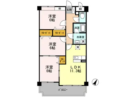 ロイヤルパーク真伝(3LDK/3階)の間取り写真