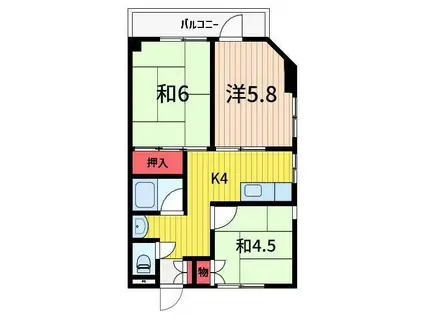 マンションハラ(3K/4階)の間取り写真