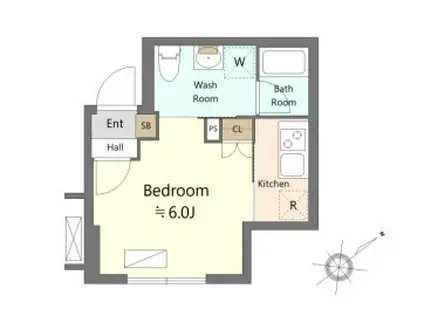 SHOKEN RESIDENCE横浜生麦III(1K/1階)の間取り写真
