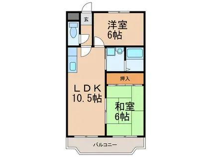 グリーンハイツ瑞穂(2LDK/3階)の間取り写真