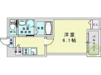 H-MAISON千船Ⅱ(1K/1階)の間取り写真
