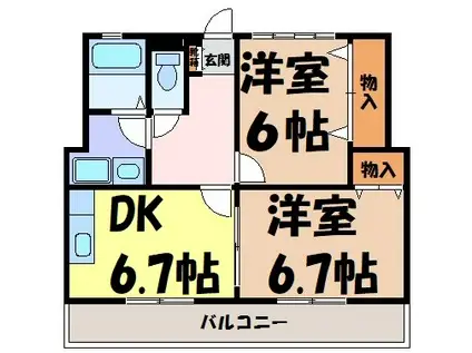 第2中央ビル(2DK/3階)の間取り写真