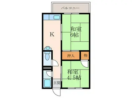 真砂ハイツII(2K/2階)の間取り写真