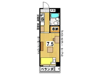 ポート・リジェール78(ワンルーム/3階)の間取り写真