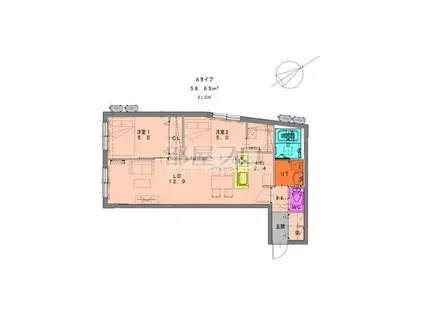 PARTIRE南郷通6丁目(2LDK/2階)の間取り写真