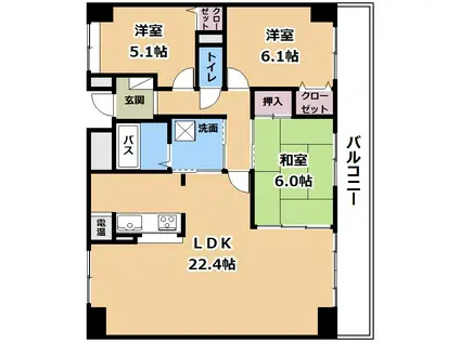 ベルヴィオウミ(3LDK/7階)の間取り写真