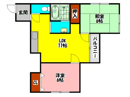 橋本ハイツ(2LDK/1階)の間取り写真