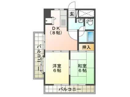 飯尾ビル(2DK/4階)の間取り写真