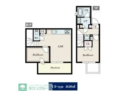 PASEO白山I(2LDK/B1階)の間取り写真