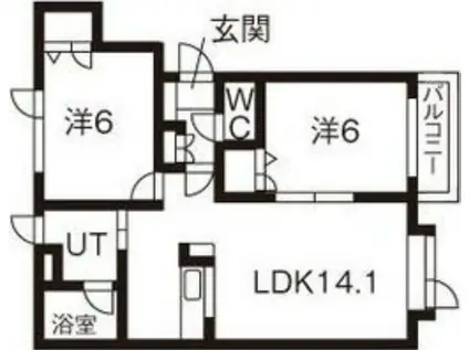 レーベン2001(2LDK/1階)の間取り写真