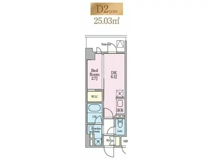 リビオメゾン木場(1DK/7階)の間取り写真