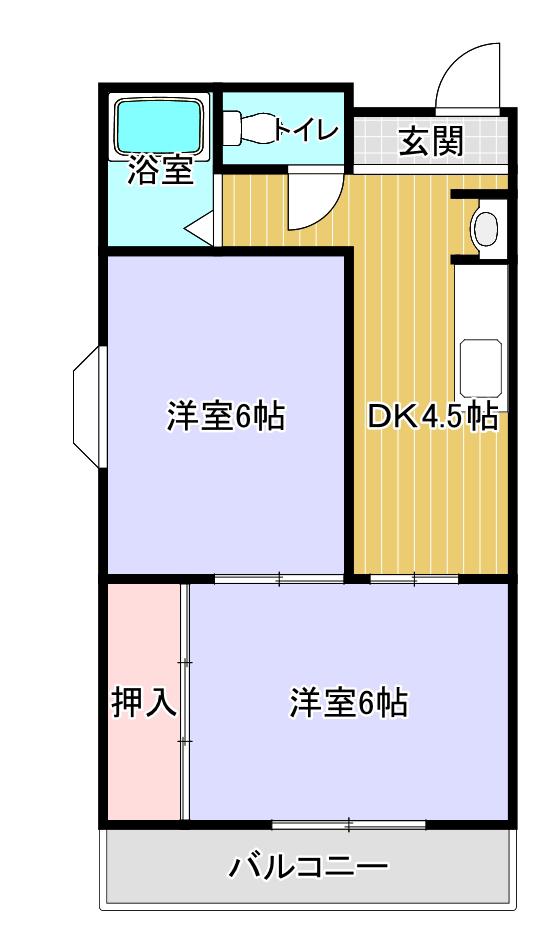 パラッツォF(2DK/2階)の間取り写真
