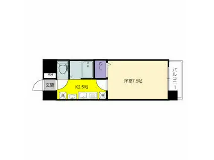 グランメール城西(1K/3階)の間取り写真