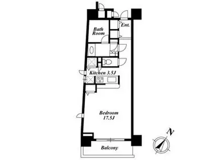 KDXレジデンス白金Ⅰ(ワンルーム/3階)の間取り写真