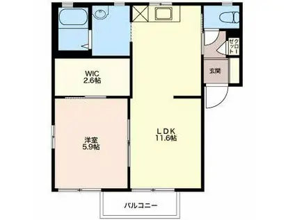 エスポワール 古城(1LDK/1階)の間取り写真