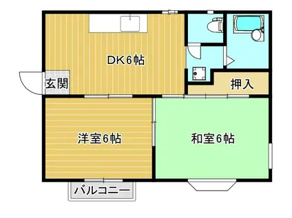ビュークレスト(2DK/1階)の間取り写真