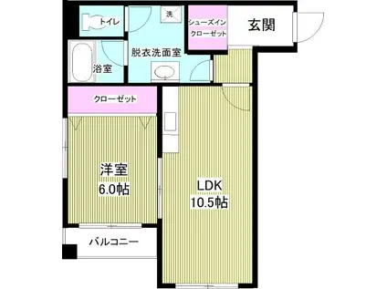 シノザキビル(1LDK/4階)の間取り写真