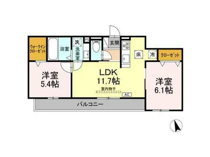 D-ROOM蘇原村雨町A棟(2LDK/2階)の間取り写真