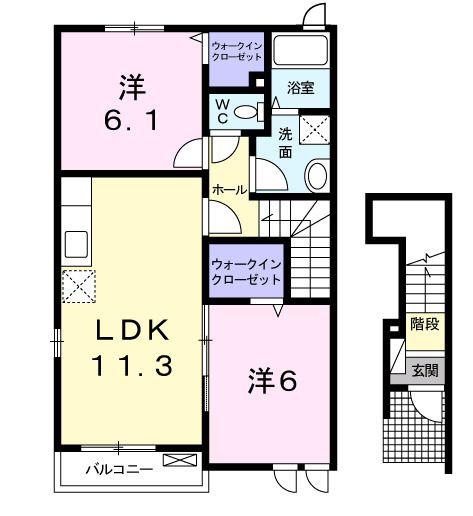 ベル・ソレイユII(2LDK/2階)の間取り写真