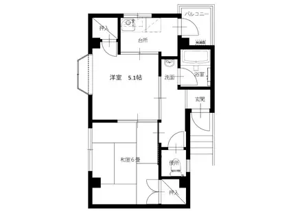 コーポひまわり(2K/3階)の間取り写真