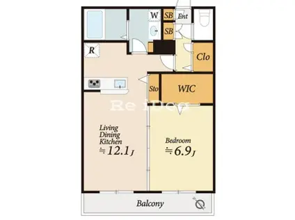 ヴェラビスタ(1LDK/1階)の間取り写真