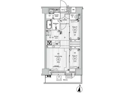 メイクスアート五反野(2LDK/9階)の間取り写真