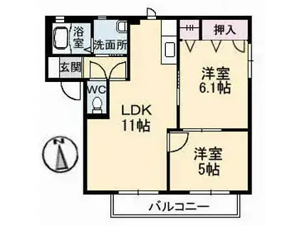 メゾン山下B棟(2LDK/2階)の間取り写真