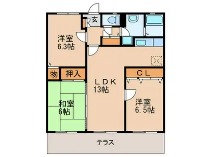 ルミエール98(3LDK/1階)の間取り写真