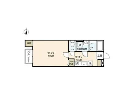 AZUL長町II(1K/3階)の間取り写真