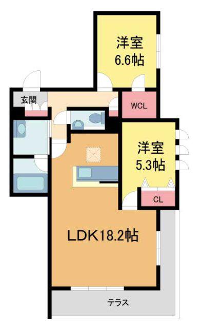 セントリビエ上甲子園(2LDK/1階)の間取り写真