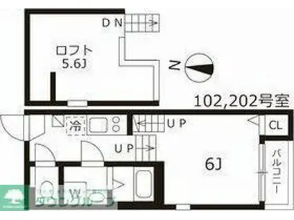 ハーモニーブリッジ桜山(1K/1階)の間取り写真