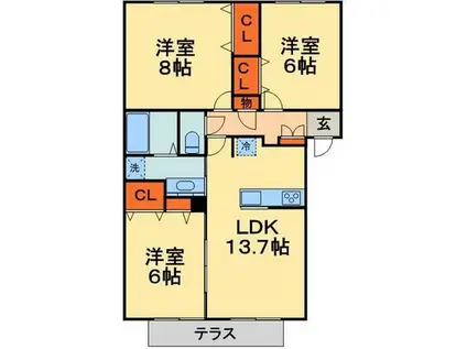 アリエッティ(3LDK/1階)の間取り写真