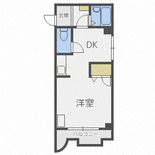フラット北26条(1DK/7階)の間取り写真