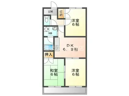 ヴィラージュ・ヨコヤマ(3DK/4階)の間取り写真