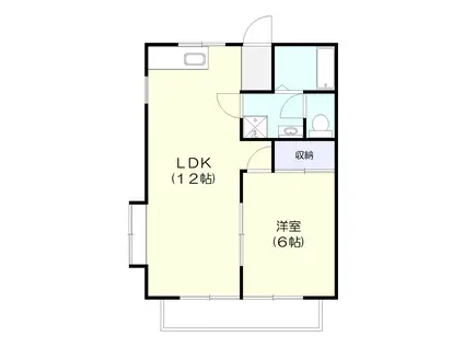 ストロベリーフィールズ下妻3棟(1LDK/1階)の間取り写真