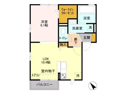 グランメール壱里山(1LDK/2階)の間取り写真