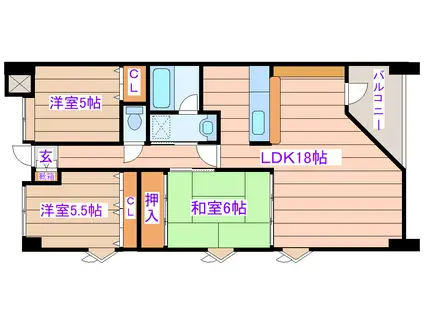 サンクレスト泉中央(3LDK/6階)の間取り写真
