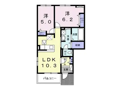 メゾン・ド・エイル(2LDK/1階)の間取り写真