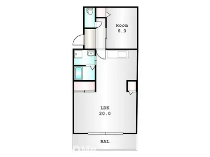 ドミール江木(1LDK/2階)の間取り写真