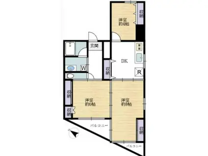 庚申ビル(3DK/2階)の間取り写真