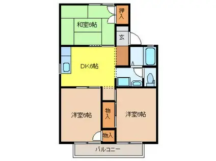 ローゼンハイム(3DK/2階)の間取り写真