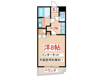 WING壱番館(1K/2階)の間取り写真