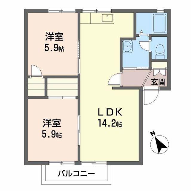 ダイアンサスK・II(2LDK/2階)の間取り写真