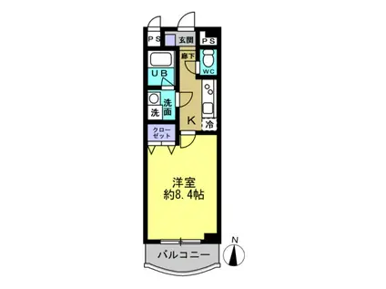 サン・アップウェルII(1K/3階)の間取り写真